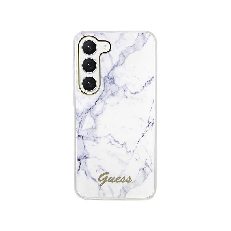 Guess Marble Collection dėklas, skirtas Samsung Galaxy S23+ - baltas