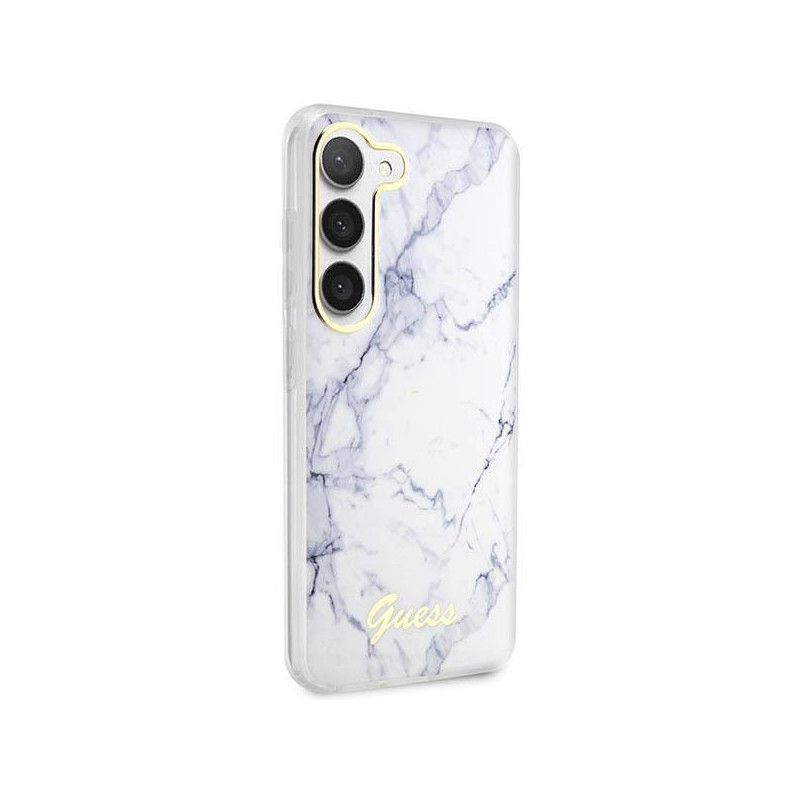Guess Marble Collection dėklas, skirtas Samsung Galaxy S23+ - baltas