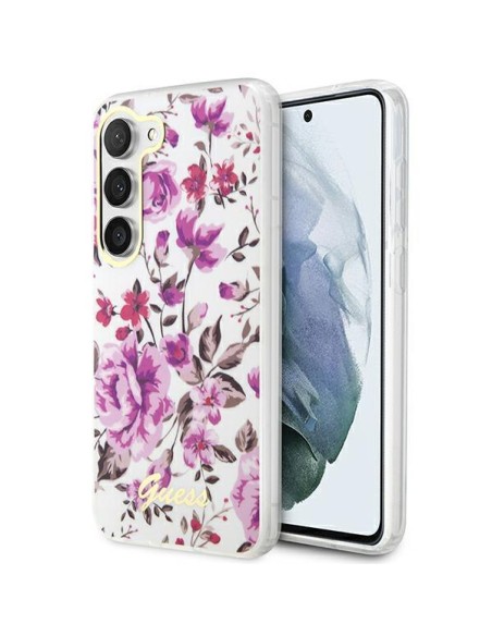 Guess Flower Collection dėklas Samsung Galaxy S23 - baltas Guess Flower Collection dėklas Samsung Galaxy S23 - baltas