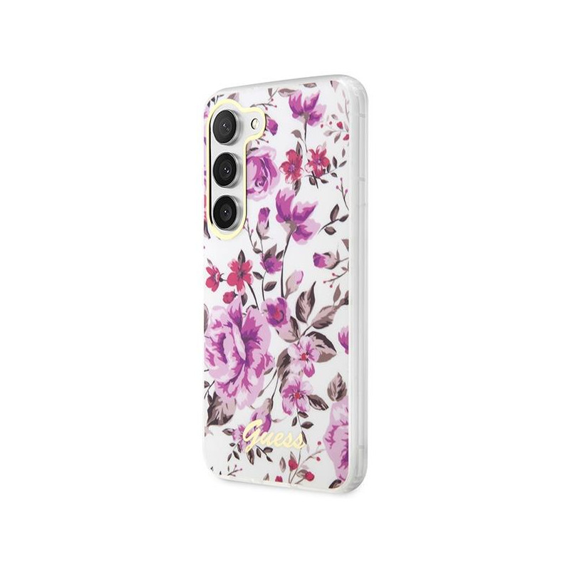 Guess Flower Collection dėklas Samsung Galaxy S23 - baltas