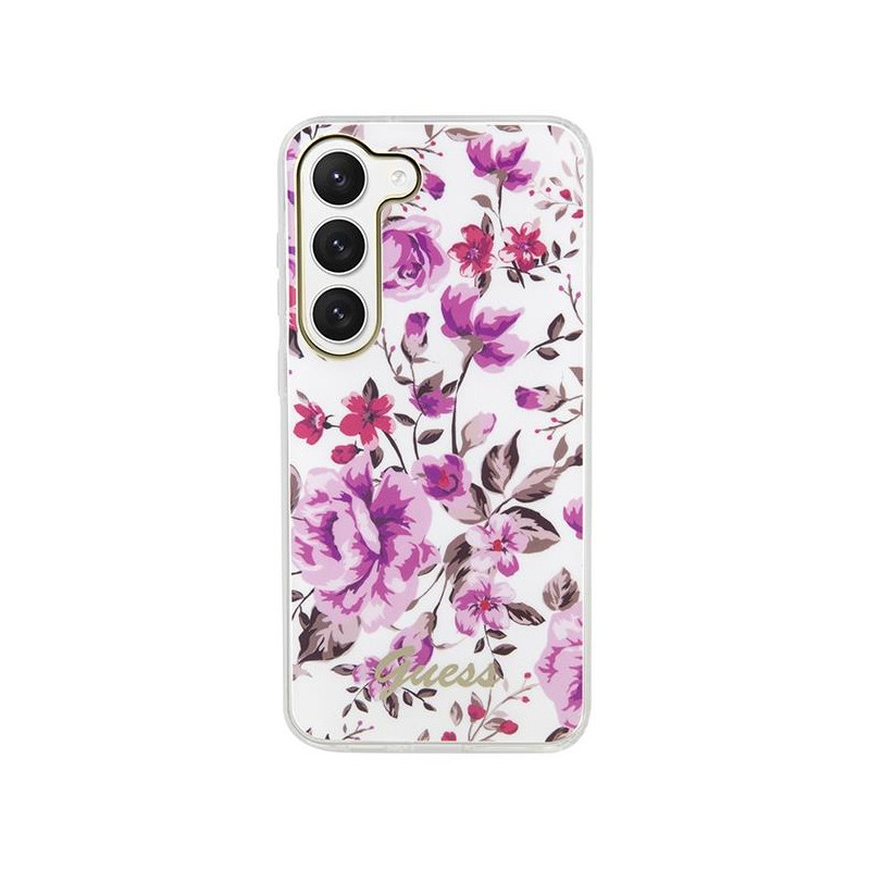 Guess Flower Collection dėklas Samsung Galaxy S23 - baltas