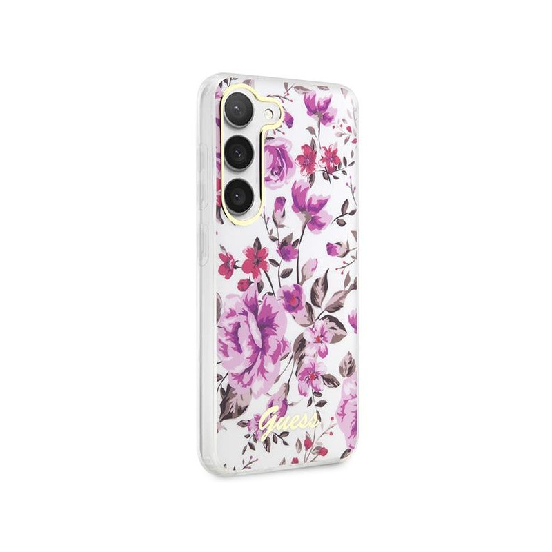 Guess Flower Collection dėklas Samsung Galaxy S23 - baltas