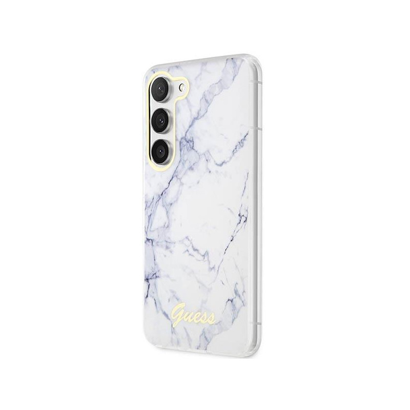 Guess Marble Collection dėklas, skirtas Samsung Galaxy S23 - baltas