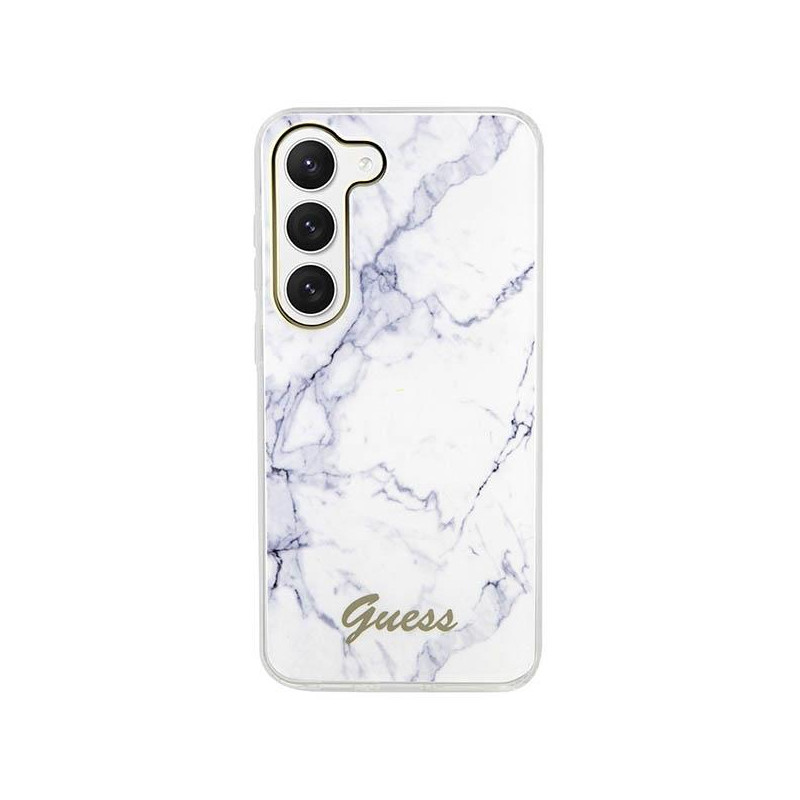 Guess Marble Collection dėklas, skirtas Samsung Galaxy S23 - baltas