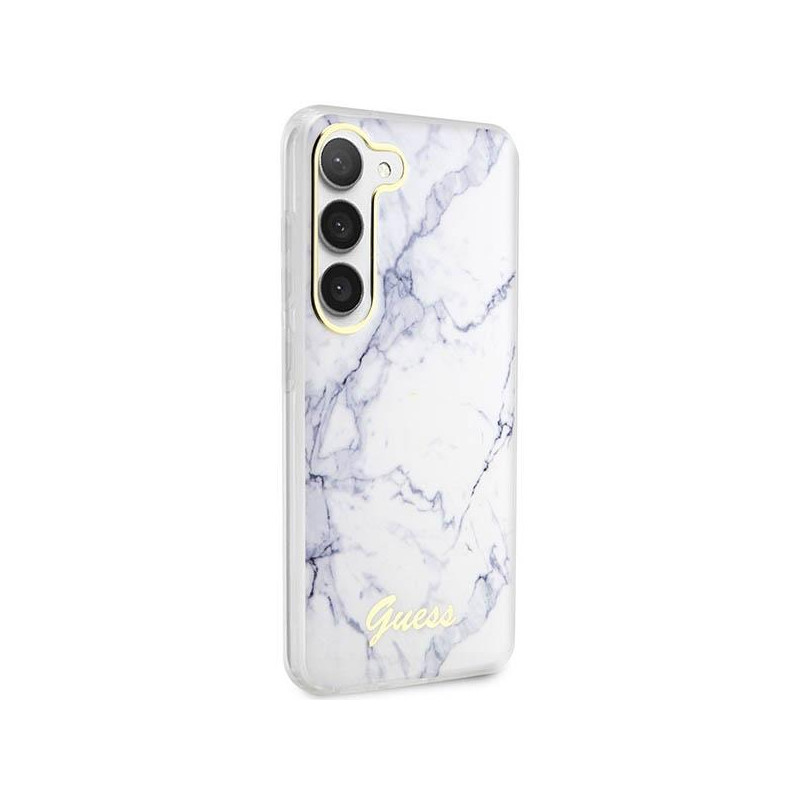 Guess Marble Collection dėklas, skirtas Samsung Galaxy S23 - baltas