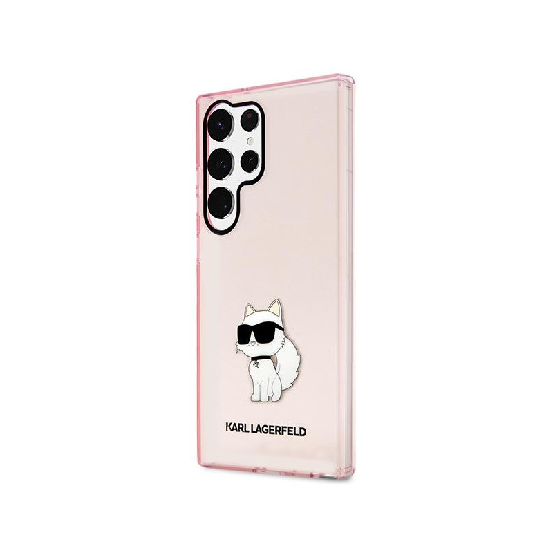 Karl Lagerfeld Ikonik Choupette dėklas Samsung Galaxy S23 Ultra - rožinis
