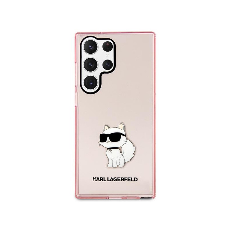 Karl Lagerfeld Ikonik Choupette dėklas Samsung Galaxy S23 Ultra - rožinis