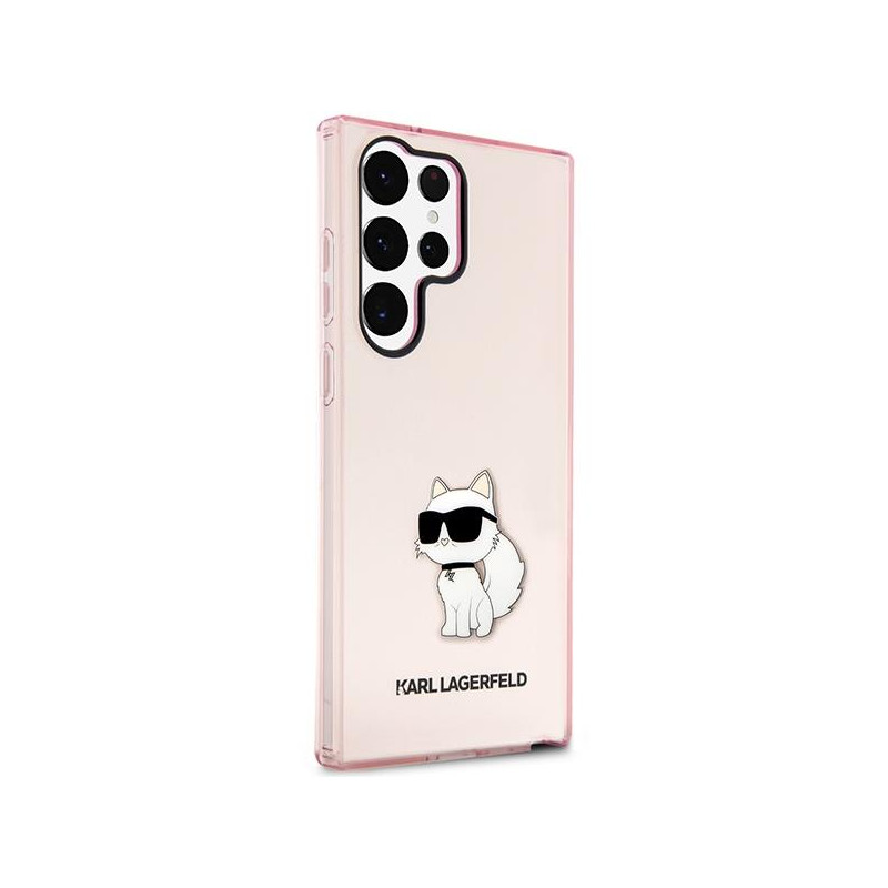 Karl Lagerfeld Ikonik Choupette dėklas Samsung Galaxy S23 Ultra - rožinis