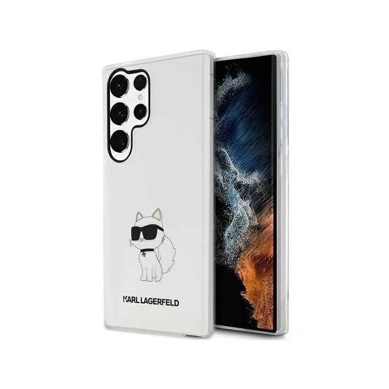 Karl Lagerfeld Ikonik Choupette dėklas Samsung Galaxy S23 Ultra - skaidrus