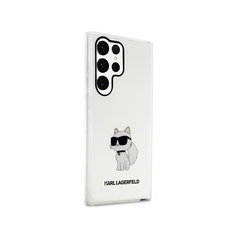 Karl Lagerfeld Ikonik Choupette dėklas Samsung Galaxy S23 Ultra - skaidrus