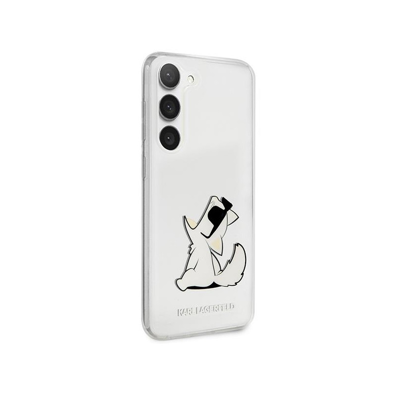 Karl Lagerfeld Choupette Fun dėklas Samsung Galaxy S23+ - skaidrus