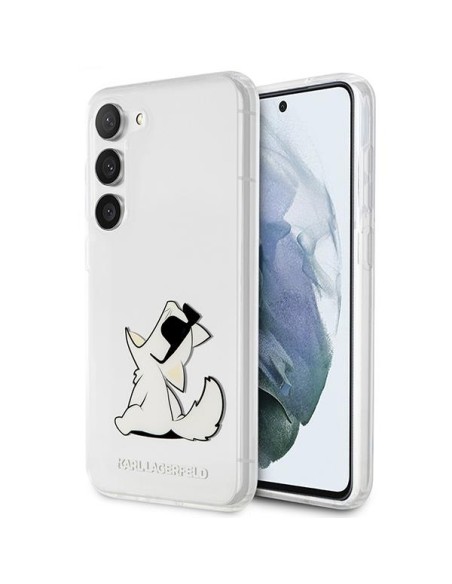 Karl Lagerfeld Choupette Fun dėklas Samsung Galaxy S23 - skaidrus