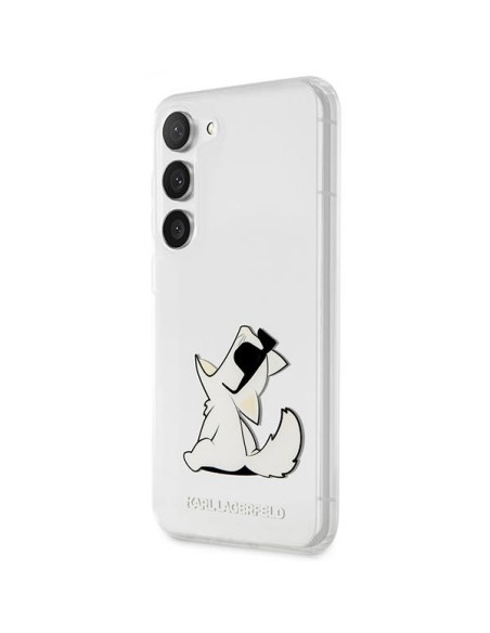 Karl Lagerfeld Choupette Fun dėklas Samsung Galaxy S23 - skaidrus