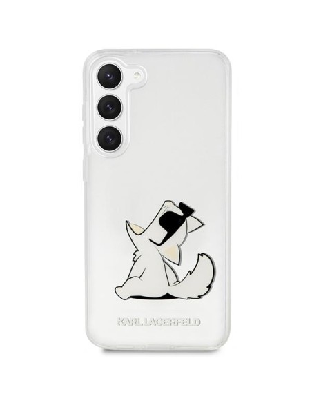 Karl Lagerfeld Choupette Fun dėklas Samsung Galaxy S23 - skaidrus