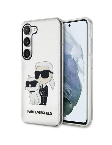 Karl Lagerfeld Glitter Karl&Choupette dėklas Samsung Galaxy S23 - skaidrus Karl Lagerfeld Glitter Karl&Choupette dėklas Samsung Galaxy S23 - skaidrus