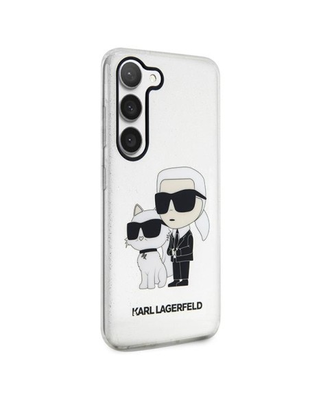 Karl Lagerfeld Glitter Karl&Choupette dėklas Samsung Galaxy S23 - skaidrus Karl Lagerfeld Glitter Karl&Choupette dėklas Samsung Galaxy S23 - skaidrus