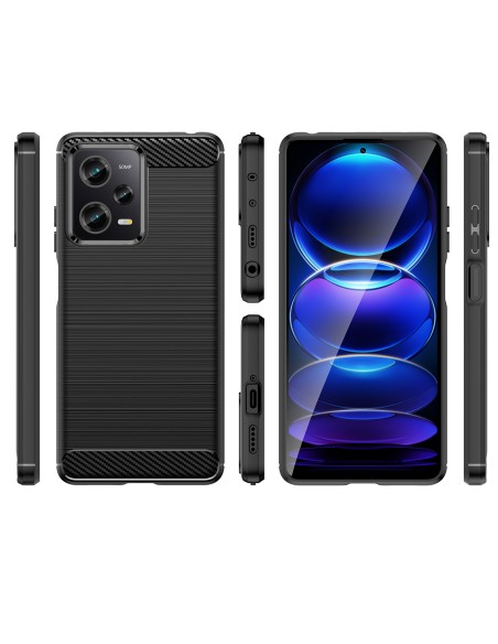 Anglies dėklas Xiaomi Poco X5 Pro 5G lankstus silikoninis anglies dangtelis juodas