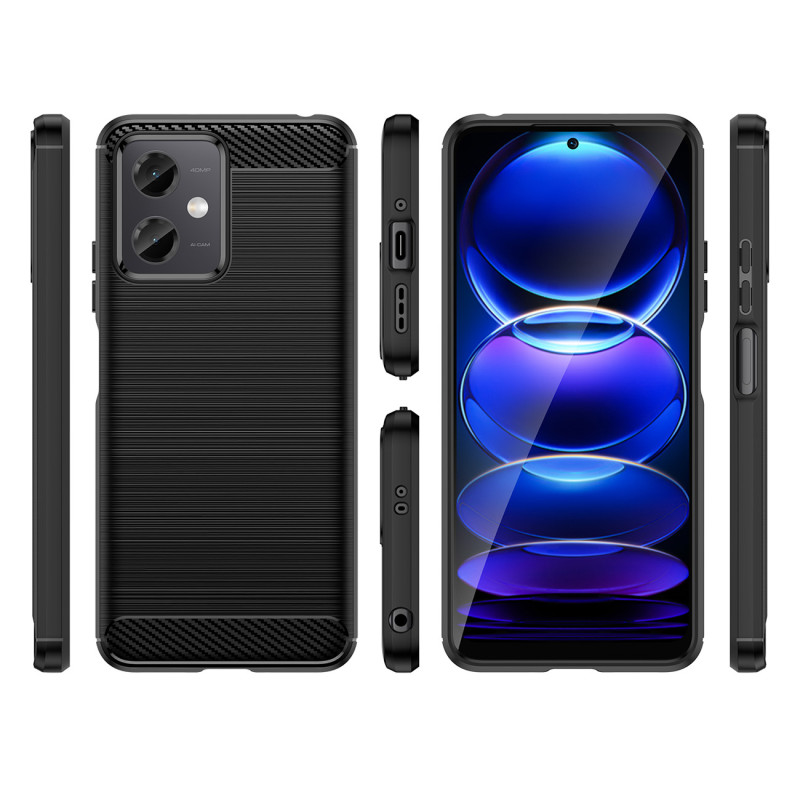 Anglies dėklas Xiaomi Poco X5 5G / Redmi Note 12 5G lankstus silikoninis anglies dangtelis juodas