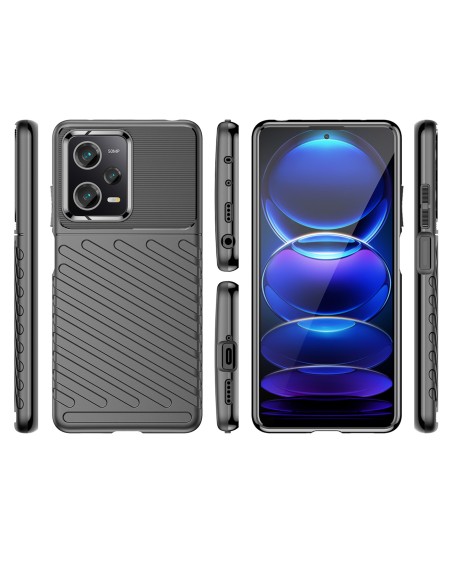 „Thunder Case Xiaomi Poco X5 Pro 5G“ / „Redmi Note 12 Pro“ silikoninis šarvuotas dangtelis juodas
