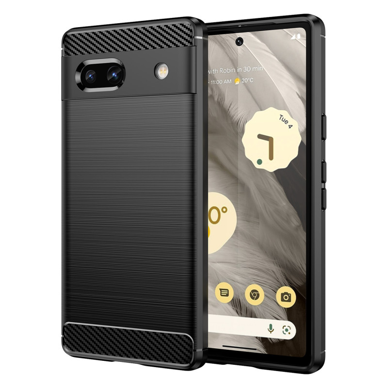 Anglies dėklas, skirtas Google Pixel 7a, lankstus silikoninis anglies dangtelis, juodas