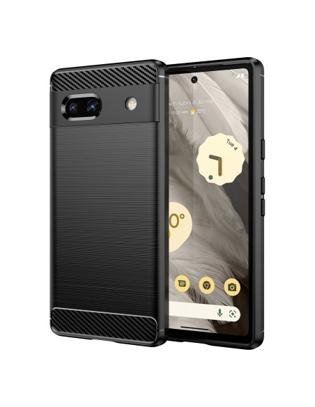 Anglies dėklas, skirtas Google Pixel 7a, lankstus silikoninis anglies dangtelis, juodas Anglies dėklas, skirtas Google Pixel 7a, lankstus silikoninis anglies dangtelis, juodas