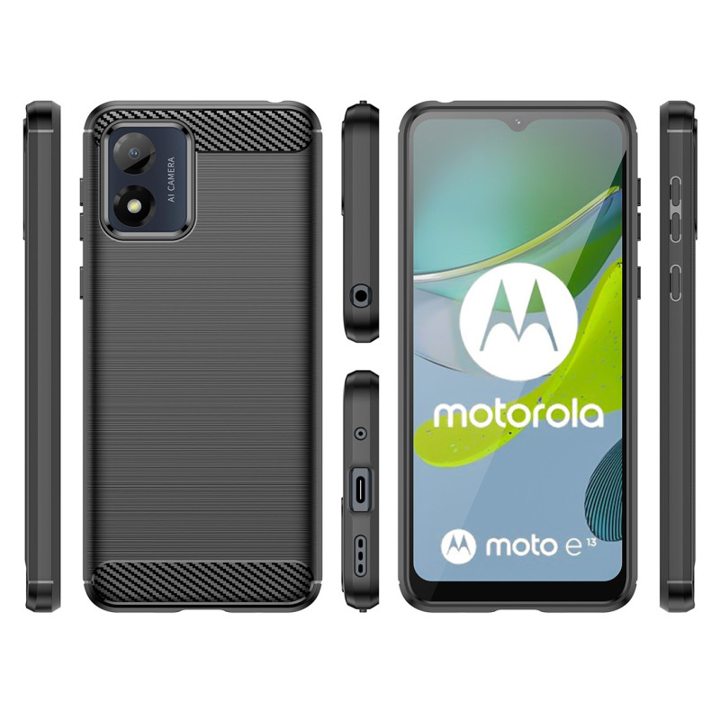Anglies dėklas Motorola Moto E13 lankstus silikoninis anglies dangtelis juodas