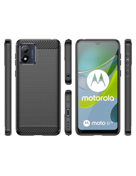 Anglies dėklas Motorola Moto E13 lankstus silikoninis anglies dangtelis juodas Anglies dėklas Motorola Moto E13 lankstus silikoninis anglies dangtelis juodas