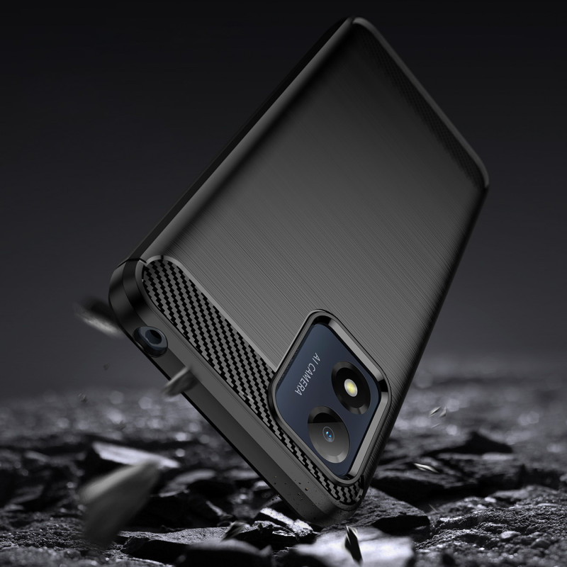 Anglies dėklas Motorola Moto E13 lankstus silikoninis anglies dangtelis juodas