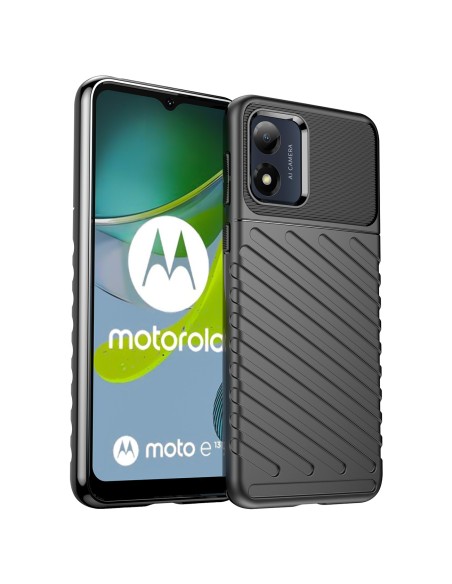„Thunder“ dėklas Motorola Moto E13 silikoninis šarvuotas dangtelis, juodas