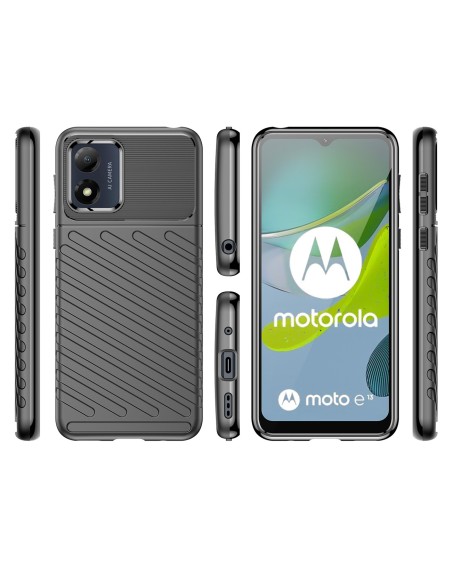 „Thunder“ dėklas Motorola Moto E13 silikoninis šarvuotas dangtelis, juodas