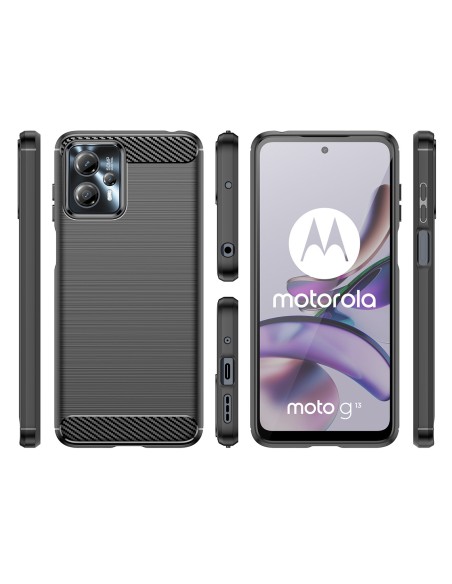 Anglies dėklas Motorola Moto G13, lankstus silikoninis anglies dangtelis, juodas