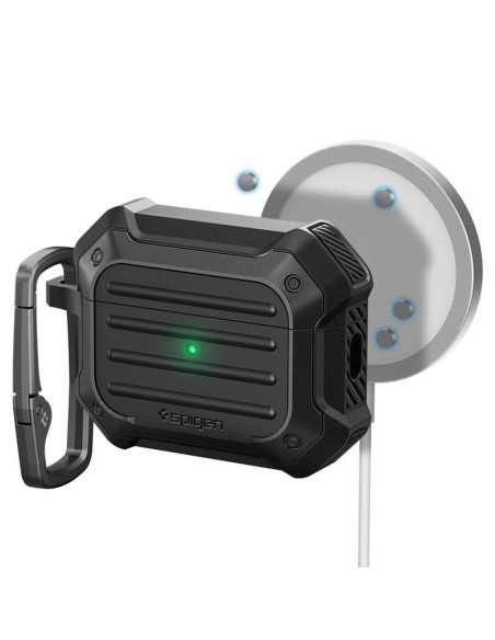 Spigen Tough Armor MagSafe dėklas, skirtas Apple AirPods Pro 1/ 2 – juodas Spigen Tough Armor MagSafe dėklas, skirtas Apple AirPods Pro 1/ 2 – juodas