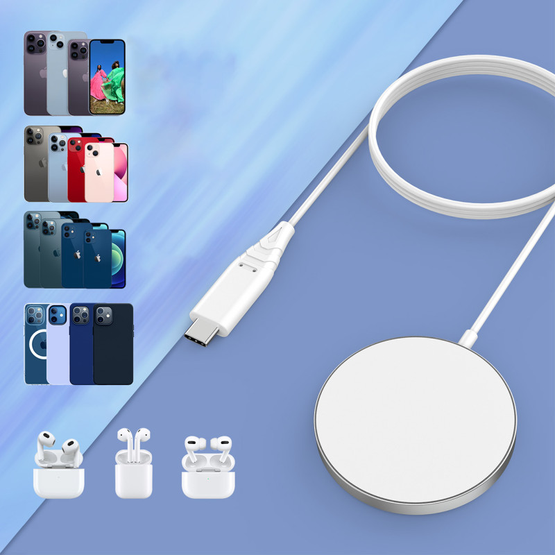 Choetech 15 W indukcinis įkroviklis su USB C laidu baltas (T518-F)
