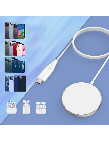 Choetech 15 W indukcinis įkroviklis su USB C laidu baltas (T518-F) Choetech 15 W indukcinis įkroviklis su USB C laidu baltas (T518-F)