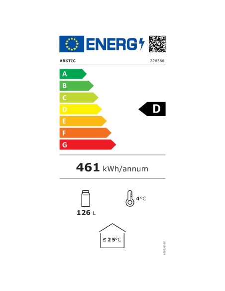 Baro šaldytuvas gėrimams 1 durų 3 lentynos 135 W 126 l - Hendi 226568