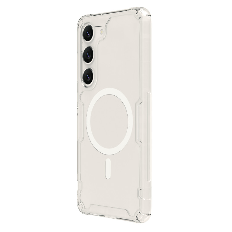Nillkin Nature Pro Magnetic Case dėklas, skirtas Samsung Galaxy S23+ su MagSafe šarvuotu dangteliu baltas