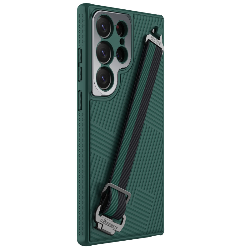 Nillkin Strap Case Dėklas, skirtas Samsung Galaxy S23 Ultra Armored Dangtelis su riešo dirželiu žalia