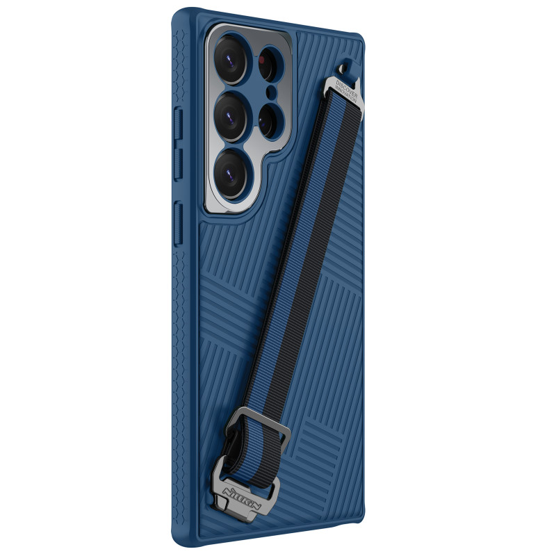Nillkin Strap Case Dėklas, skirtas Samsung Galaxy S23 Ultra Armored Cover with Hand Strap Blue