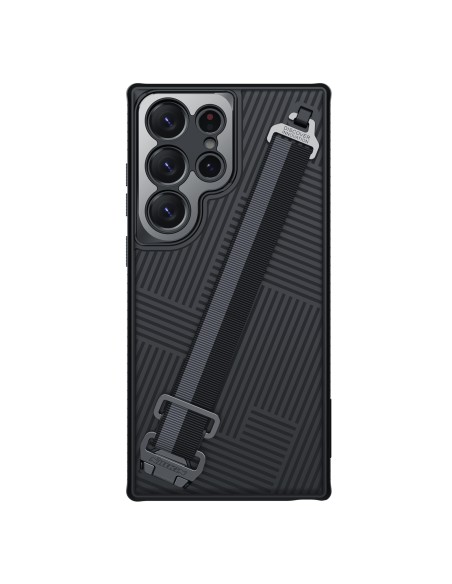 Nillkin Strap Case Dėklas, skirtas Samsung Galaxy S23 Ultra Armored Cover su juodu riešo dirželiu Nillkin Strap Case Dėklas, skirtas Samsung Galaxy S23 Ultra Armored Cover su juodu riešo dirželiu