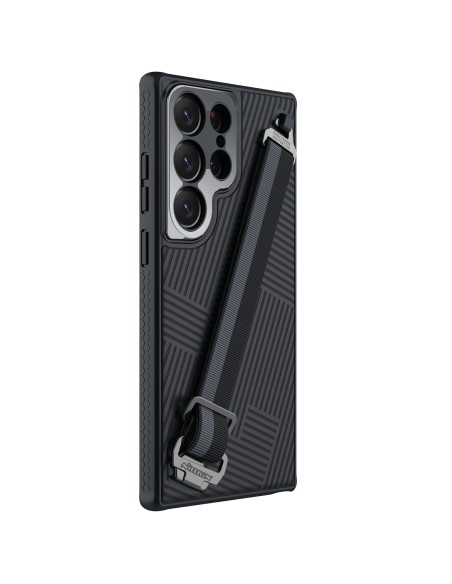 Nillkin Strap Case Dėklas, skirtas Samsung Galaxy S23 Ultra Armored Cover su juodu riešo dirželiu Nillkin Strap Case Dėklas, skirtas Samsung Galaxy S23 Ultra Armored Cover su juodu riešo dirželiu