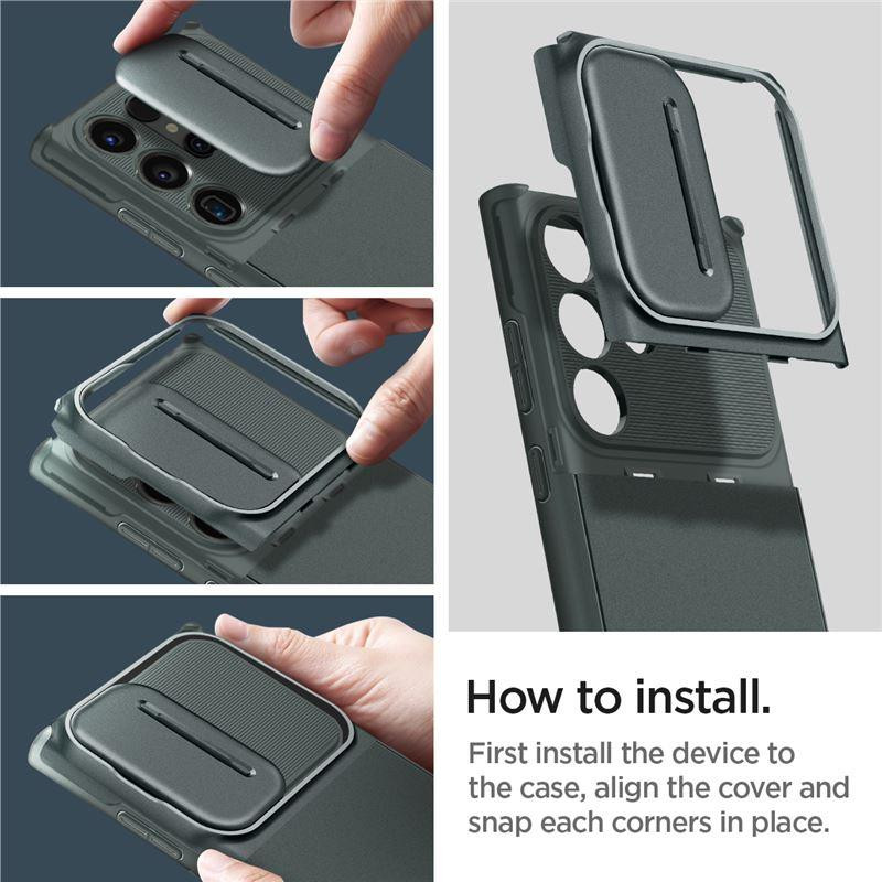 Spigen Optik Armor dėklas Samsung Galaxy S23 Ultra - tamsiai žalias