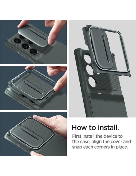 Spigen Optik Armor dėklas Samsung Galaxy S23 Ultra - tamsiai žalias Spigen Optik Armor dėklas Samsung Galaxy S23 Ultra - tamsiai žalias