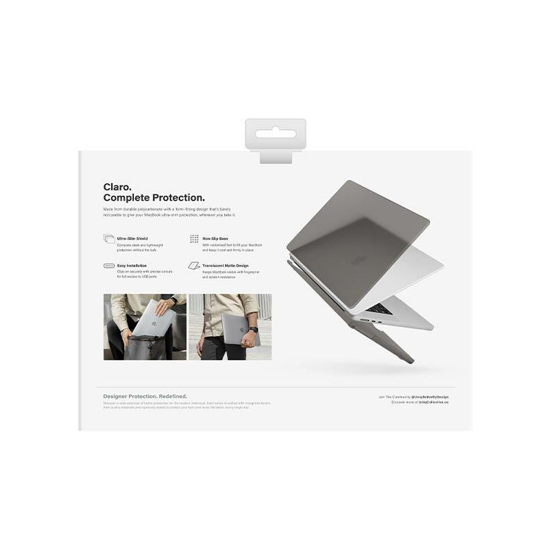 Uniq Claro dėklas skirtas MacBook Air 13 (2022) – pilkas
