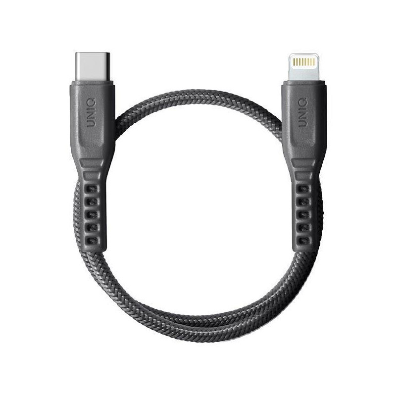 UNIQ Flex USB-C / Lightning 18W nailono laidas 30 cm - pilkas