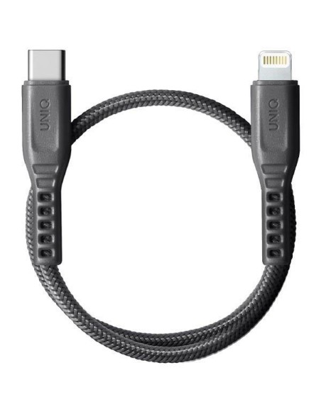 UNIQ Flex USB-C / Lightning 18W nailono laidas 30 cm - pilkas UNIQ Flex USB-C / Lightning 18W nailono laidas 30 cm - pilkas