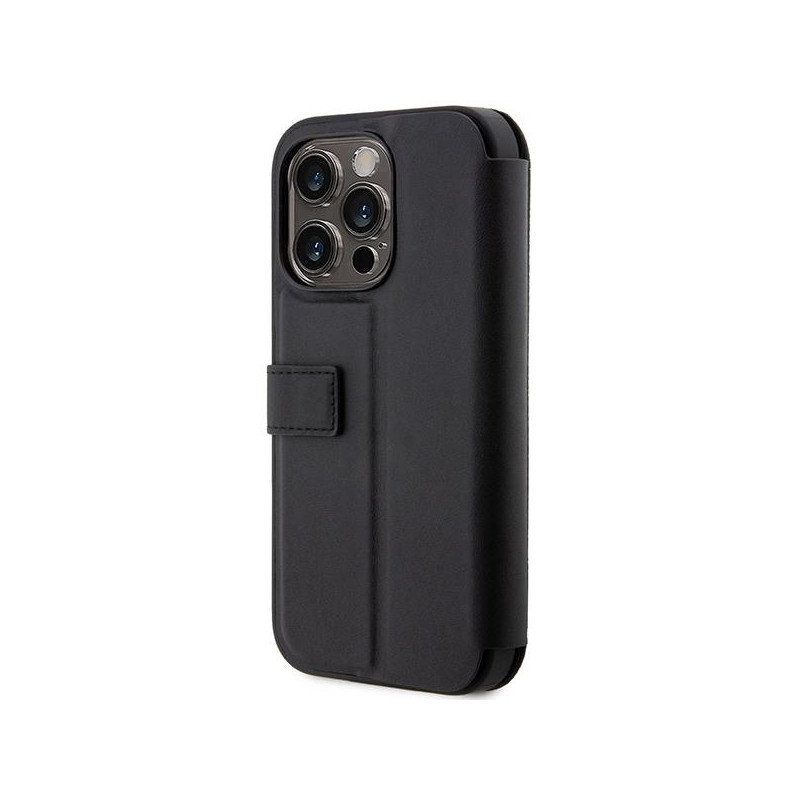 BMW Leather Textured&Stripe dėklas iPhone 14 Pro - juodas
