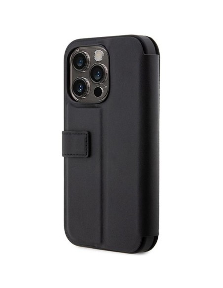 BMW Leather Textured&Stripe dėklas iPhone 14 Pro - juodas BMW Leather Textured&Stripe dėklas iPhone 14 Pro - juodas