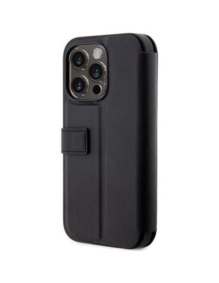 BMW Leather Stamp Blue Lines dėklas iPhone 14 Pro - juodas BMW Leather Stamp Blue Lines dėklas iPhone 14 Pro - juodas