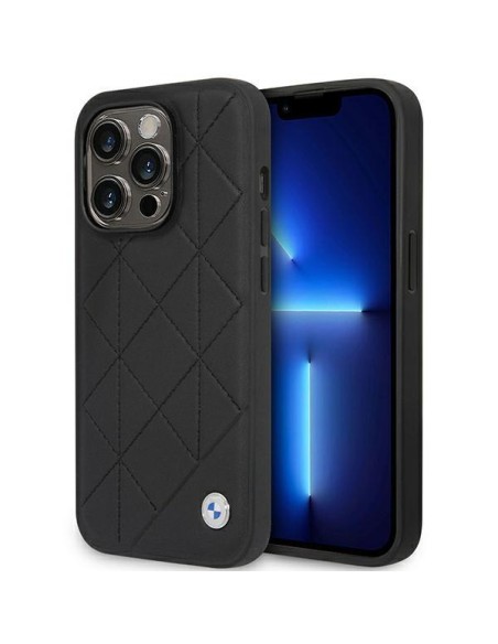 BMW odinis dygsniuotas dėklas iPhone 14 Pro - juodas BMW odinis dygsniuotas dėklas iPhone 14 Pro - juodas