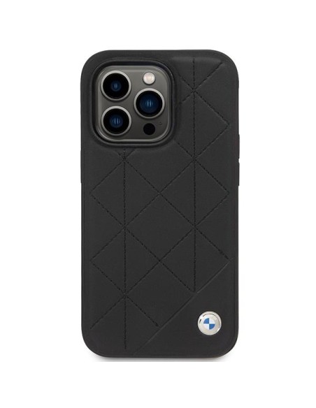 BMW odinis dygsniuotas dėklas iPhone 14 Pro - juodas BMW odinis dygsniuotas dėklas iPhone 14 Pro - juodas